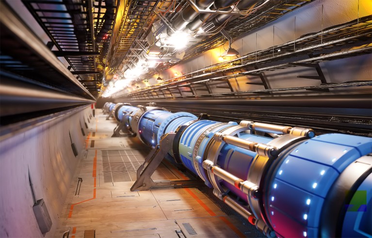 Artistic representation of the tunnel for the FCC-hh (proton-proton collider).