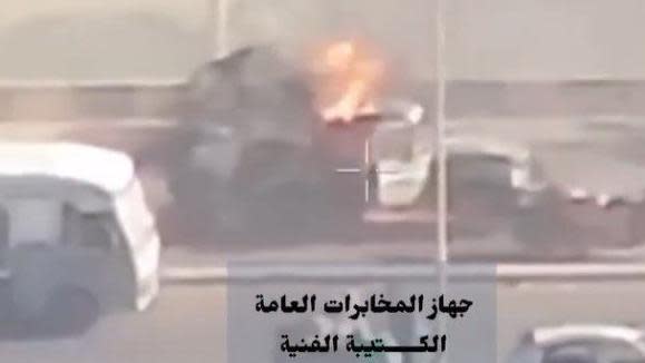 RSF vehicles on fire after being targeted by the army on the Manshiya bridge