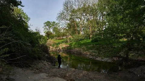 Theo Welling A lone hooded figure stands by the banks of Coldwater Creek