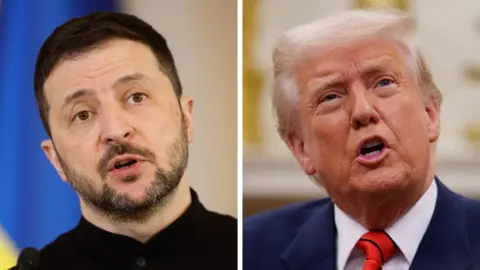 Getty Images Zelensky on the left and Trump on the right.